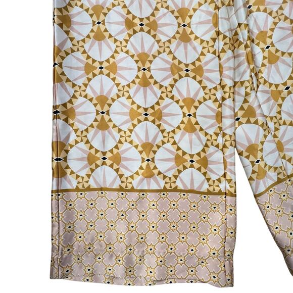 House of Harlow 1960 Satin Wide Leg Pants XS Boho Gold Pink High Waist Art Deco - Picture 5 of 13